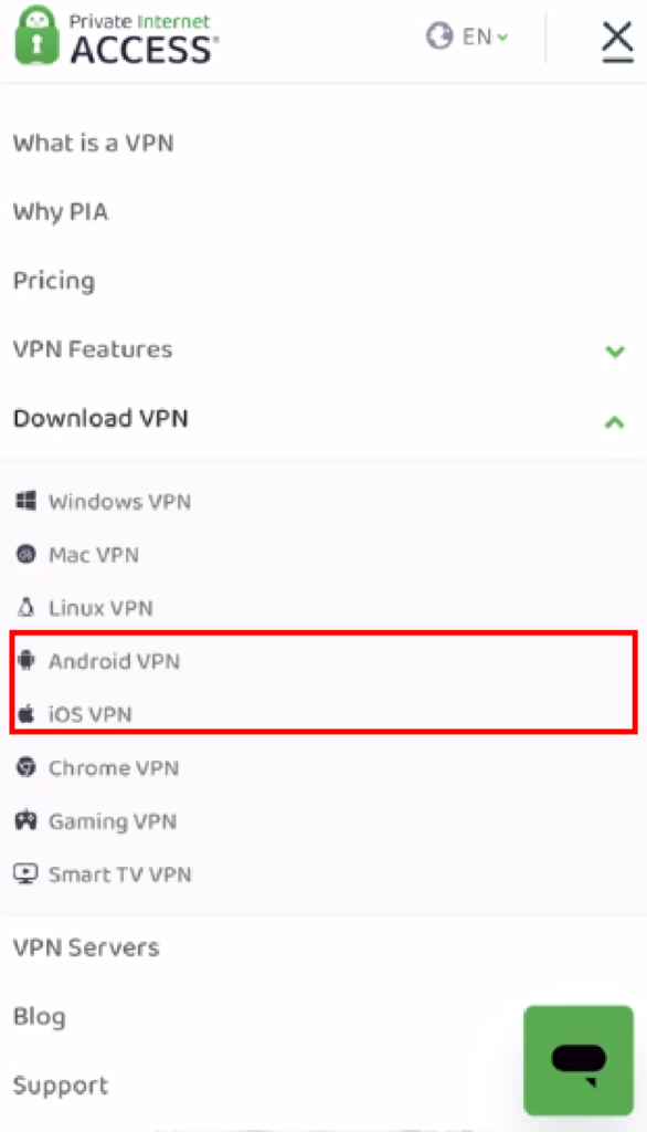 Image shows PIA VPN App dashboard.