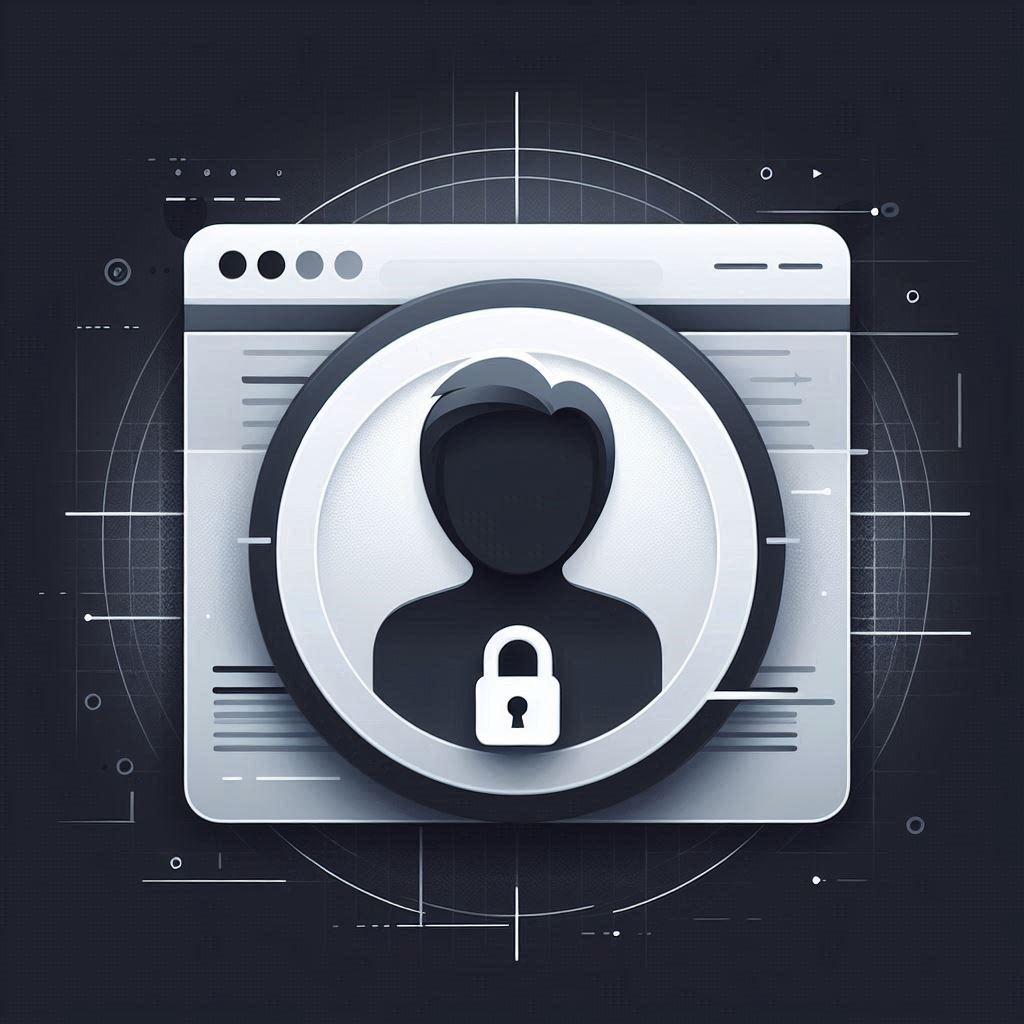 Web browser in private browsing mode with a lock icon and incognito figure symbolizing privacy-focused browsing.
